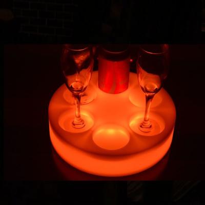 China PE Nightclub Plastic Bar Use Color Changing LED Plastic Serving Tray For Wine Bottle for sale