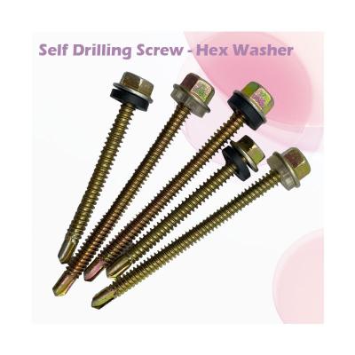 China Pan Steel Flanged Hexagon Washer Head Self Drilling Tapping Screws  Tornillos de la perforacion del uno mismo de la cabeza de Hex for sale