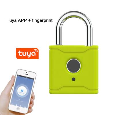 China zinc+silicon ble waterproof digital fingerprint smart padlock with tuya app for sale