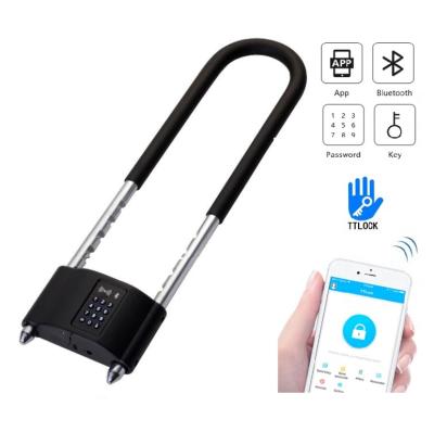 China Anti Theft Smart Blue Tooth Smart Blue Tooth Bluetooth App Door Pin IC Code Glass Candado U Shape U Lock Smart Door Lock for sale