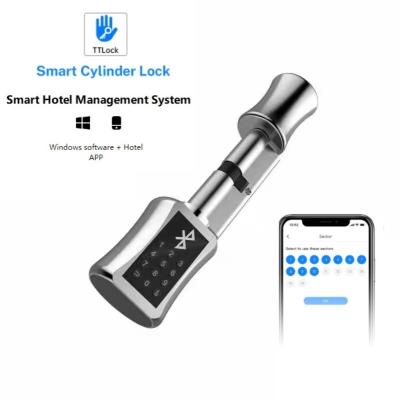 China New App Touch Screen 2021 Euro Smart Cylinder Keyless Smart Door Lock Hotel for sale