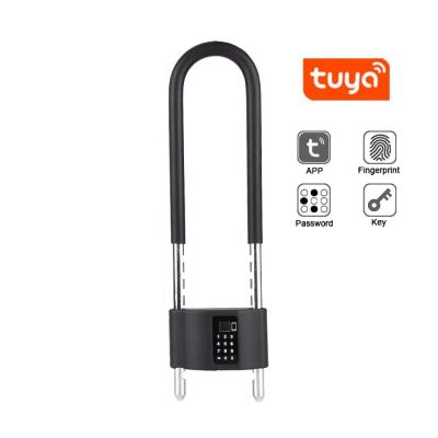 China Tuya APP Smart Bike Mobile Phone Fingerprint Recycling Lock For Public Bike for sale