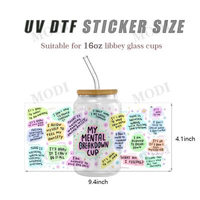 China Custom Size UV DTF Design Cup Wrap Transfers For Libbey Glass Tumblers for sale