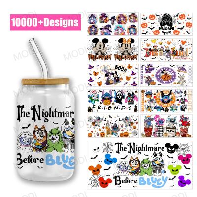 China UVDTF envoltorios de tazas transferencias de venta al por mayor transferencia de impresión de cristal adhesivos personalizados decoraciones de Halloween Dtf Uv Cup Wrap 16oz en venta