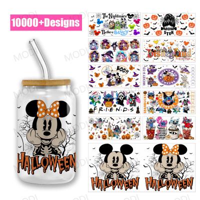 China Mickey Diseño Halloween UV DTF envoltorios de tazas para transferencias de tumblers de vidrio en venta