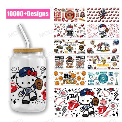 China Hello Kitty 16Oz Baseball Sports Balls UV DTF Transfer Cup Wrap Stickers For Glass Tumblers Custom Designs for sale