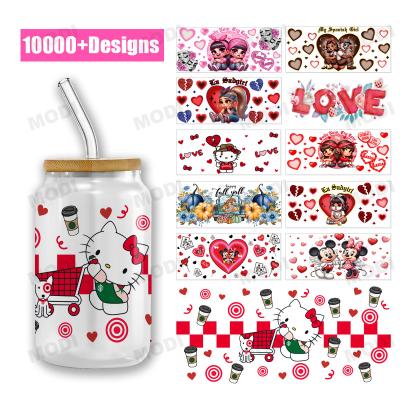 China UV DTF Cup Wraps Retro Valentine'S Day DTF 24oz Cup Wraps For Libbey Glass UV DTF Cup Wrap Transfers 16oz High Quality for sale