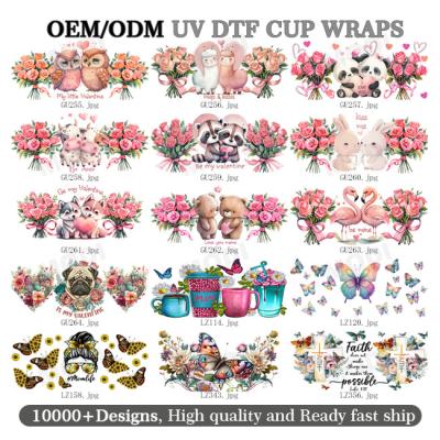 China 16oz 20oz  UV DTF Decals Stickers Wholesale Custom Logo Film Sheets UV DTF Cups Wraps Transfers For Mugs for sale