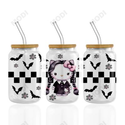 China 10000+ Designs New Designs Cartoon Character UV DTF Cup Wraps Transfer Sticker para 16oz Libbey Glass Bottle Cups Mugs à venda