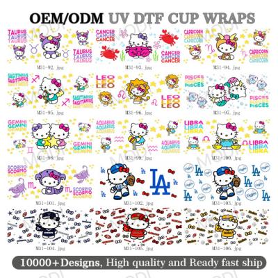 China Hot Selling Factory Uv Dtf Cup Wrap Transfers For Coffee Glass Design Cute Cartoon Sticker Cup Wraps Transfers for sale