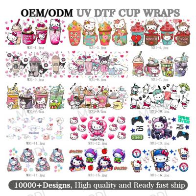 China Custom Cup Wrap Designs Sticker Cartoon Tumbler Libbey 16oz Glass Can Wrap Uv Dtf Cup Wraps Transfers for sale