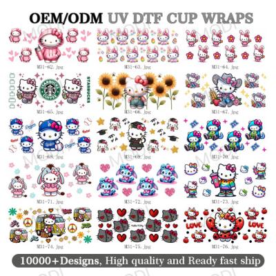 China UV DTF Cup Wrap Transfer Stickers For Glass Crafting Cup Decal Stickers For 16OZ Libbey Glass Cups Coffee Theme Cartoon for sale