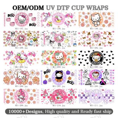 China Custom High Quality Popular Natal UV DTF Cup Wrap Pronto para Envio Transferências 16oz Decals UV DTF Adesivo Para Copas à venda