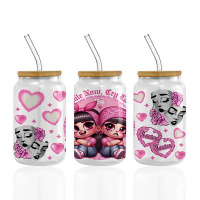 China Valentine'S Day UV DTF Cup Wrap Transfers For Cups Wraps Custom Logo Spanish Tumbler for sale