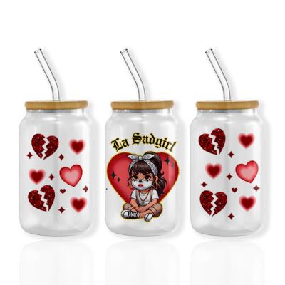 China UV DTF Cup Wrap Transfers For Cups Wraps Custom Logo Libbey Glass Tumbler For Printing for sale