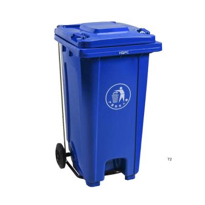 China 240 Liter Sustainable Plastic Trash Can With Medium Pedal Movable Waste Container Waste Bin Two Wheels for sale