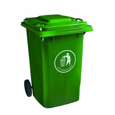 China 240L Sustainable Plastic Street Garbage Containers Garbage Trash Bin With Wheels And Lid for sale