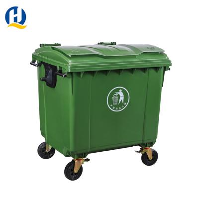 China 1100 Liter Sustainable Public Polyethylene Outdoor Green Wheelie Waste Bin Waste Bins for sale