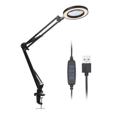 China 12W Rotation Head Flexible Smart Flexible Magnifier Led Desk Lamp Metal Long Swing Arm Table Lamps Buy Online for sale