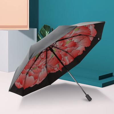 China Minimalist Cheap Umbrella Small Umbrellas Large Flowers Flower Folding Roses Beauty Women for sale