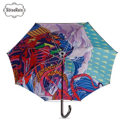 China All In 1 Custom New Products 23inch 8ribs Double Layer Promotion Golf Umbrella With Logo Printing for sale