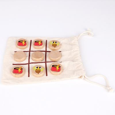 China Amazon Hot Selling Kids Toys and Games To Go Wooden Tic Tac Toe With Cloth Bag BEEF Games Travel for sale