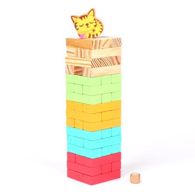 China Eco-friendly Toys Material Hot Selling Montessori Product Wooden Building Block Set Colorful Educational Wooden Tower for sale