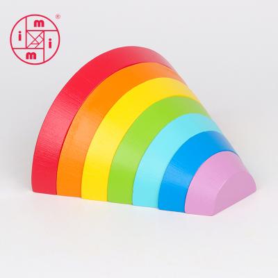 China 6+ BSCI Wholesale Wooden Educational Toy Rainbow Funny Wooden Block for sale