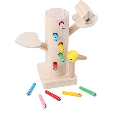 China High Quality Wooden Pine Wood Pretend Toy Diy Play Magnetic Insect Trapping Game for sale