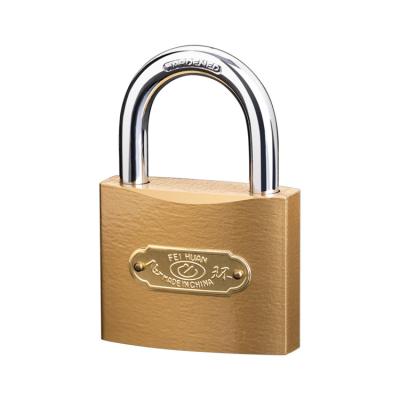 China Brass Painted Security Duty 70MM High Quality Medium Iron Brass Painted Padlock for sale