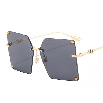 China 2022 new hot sale fashion men's sunglasses and women's high quality metal frameless big sun lens cheap customizable MI polarization lens for sale