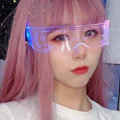 China 2020 New Fashionable Christmas Must-Have Glass DJ RGB Light Glasses New Trampoline Sunglasses for sale