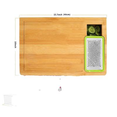 China Sustainable Bamboo Cutting Board With Containers Cutting Board Set With Trays for sale