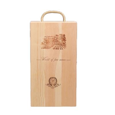 China Retro Gift Packaging Customized Multi-Bottle Shabby Wooden Packaging Box For Two Bottle Wine High Quality Wooden Box For Wine Packaging for sale