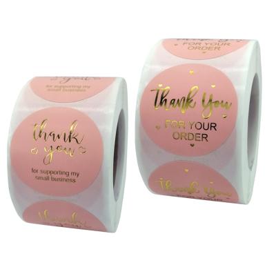 China Waterproof Gold Foil Thank You For Supporting My Small Business Sticker Rose Decor Labels for sale