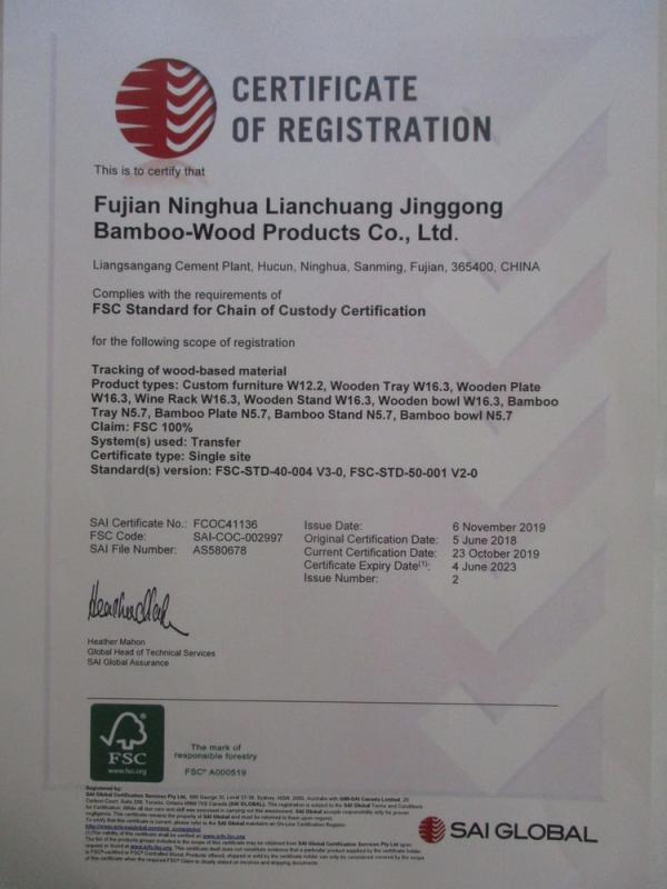 FSC - Fujian Province Ninghua Lianchuang Jinggong Bamboo-Wood Products Co., Ltd.