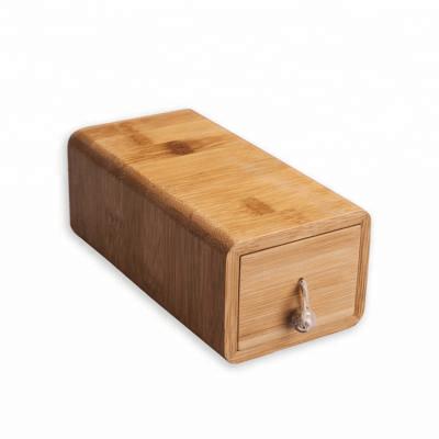 China Wholesale Makeup Storage Tea Bag Drawer Bamboo Storage Box With Iiner for sale