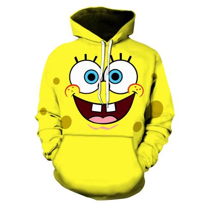 China 3D Print Men's Anime Sweatshirt Breathable Yellow Funny Cartoon Pullover Family Sponge Men's Hoodies Boys Couples Couples Hooded Cut Coat for sale