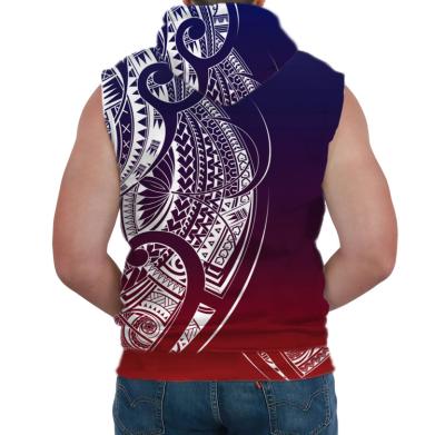 China 2022 Anti-wrinkle Custom Men's Sleeveless Hoodie 3D Printed Sweatshirt Front Packet Pullover Hoodies Full Print Sweatshirt for sale