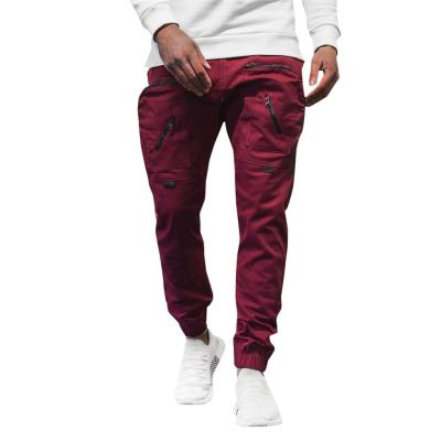 China Anti-Wrinkle Men's New Streetwear Woven Casual Pants With Zipper Pockets Solid Color Trousers Mens Workwear Jogging Trousers for sale