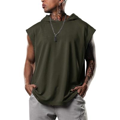 China 2021 Hot Selling Anti-wrinkle Men's Sports Sleeveless Shirt Men's Loose Protective Hip-hop Style Casual Hooded Vest for sale