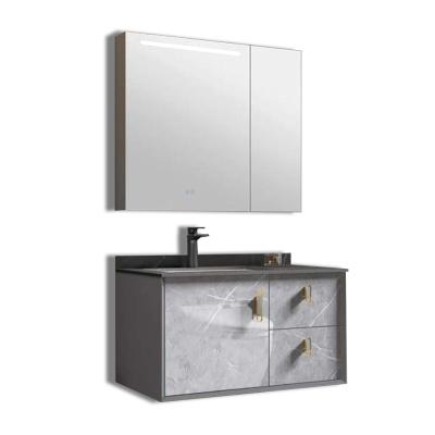 China D-6859 Modern Luxury Bathroom Vanity Wall Mounted Bathroom Vanity Vanitorio With Slate Countertop for sale