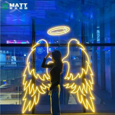 China Buildings Matt Dropshipping Acrylic Neon Led Wedding Party Sign Custom Wings Neon Lights Beautiful Angel Wings Neon Sign White for sale