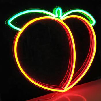 China Buildings Hot Sales Fruit Shaped Peach Apple Neon Sign Customs Lead Cordless Neon Lights For Trade Shows Shop Decoration for sale