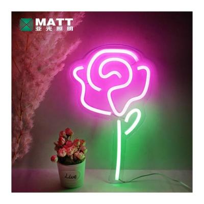 China Light Rose Flower Neon Light Custom Rose Neon Sign Art LED Neon Sign Matt Manufacturer Bedroom Decor Wall Shops for sale