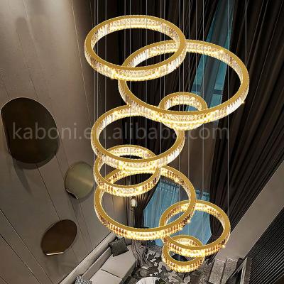 China 2022Modern Crystal Pendant Lights Ring Light Outdoor Mounted Hanging Lights for Staircase Home Chandeliers CB16110 for sale