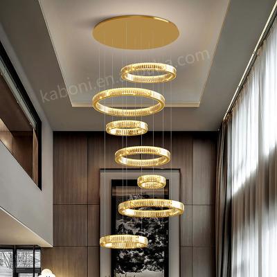 China Surface Mounted Luxury Crystal Pendant Lighting Led Ring Crystal Chandelier Round for sale