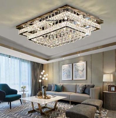 China Surface Mounted Luxury Modern Crystal Led Ceiling Light Living Room Lighting With Remote And RGB for sale