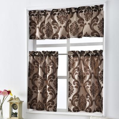 China Luxury Insulated Kitchen Curtains Set Short Windows Jacquard Drapes 3pcs Kitchen Curtain Tier And Valance Ready Made Set for sale