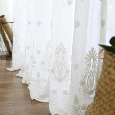 China Blackout Custom Size Sheer White Polyester Voile Voile Window Curtain For Living Room Embroidered Curtain Luxury Tulle for sale